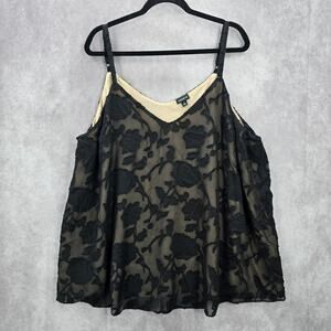 Torrid Black Floral Sleeveless Tank Blouse Flowy Top 3 Plus 22/24 3XL‎